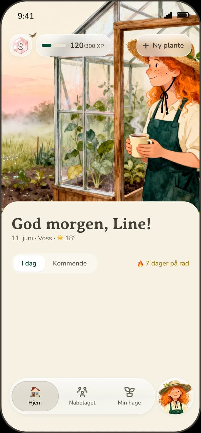 Hjem-skjermen i Spire